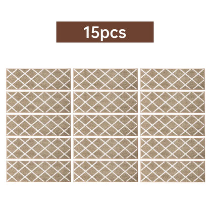 15pcs Set of Beige Diamond Trellis Stair Carpet