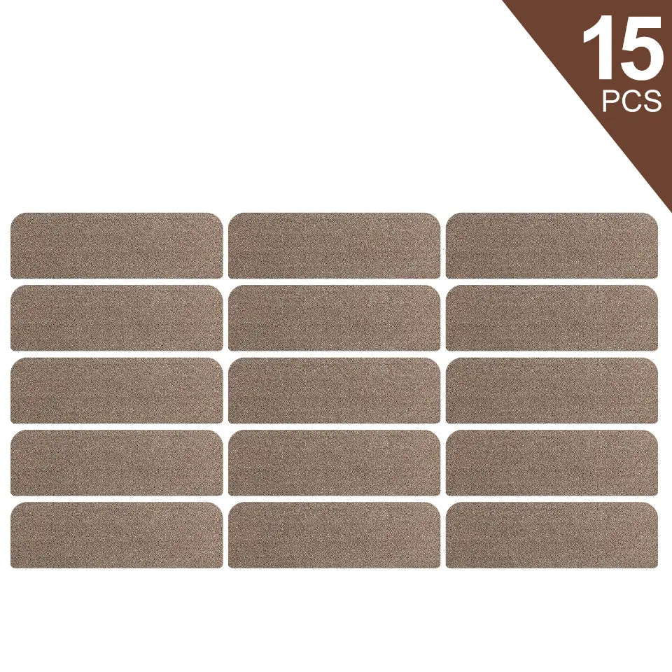 15pcs Set of Beige Machine Washable Stair Treads