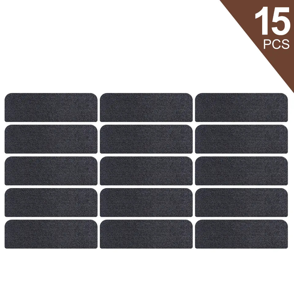 15pcs Set of Black Machine Washable Stair Treads