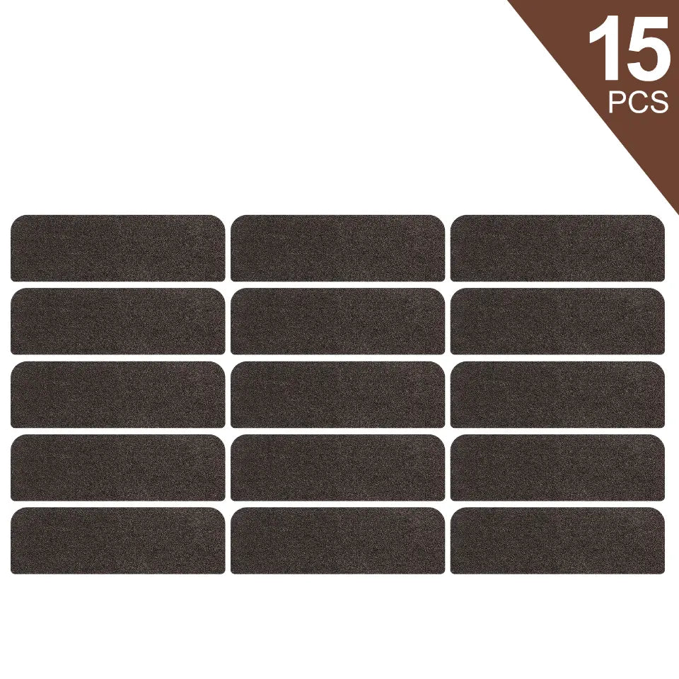 15pcs Set of Brown Machine Washable Stair Treads