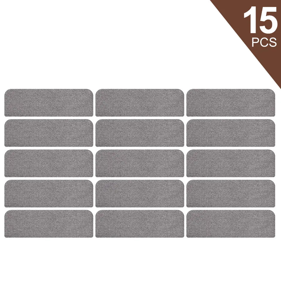15pcs Set of Grey Machine Washable Stair Treads