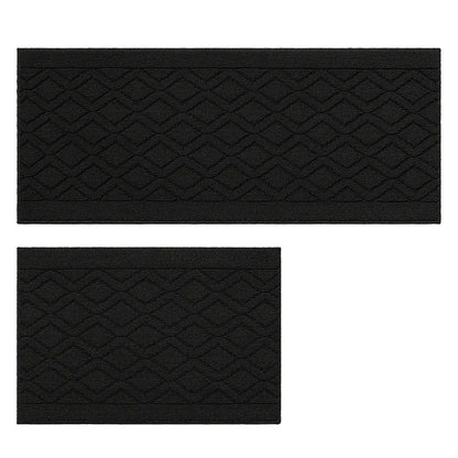 20x30 20x48 Black Wave Geometric Kitchen Mat