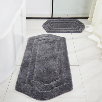 20x32 + 24x48 Grey Fluffy Bath Rug Set