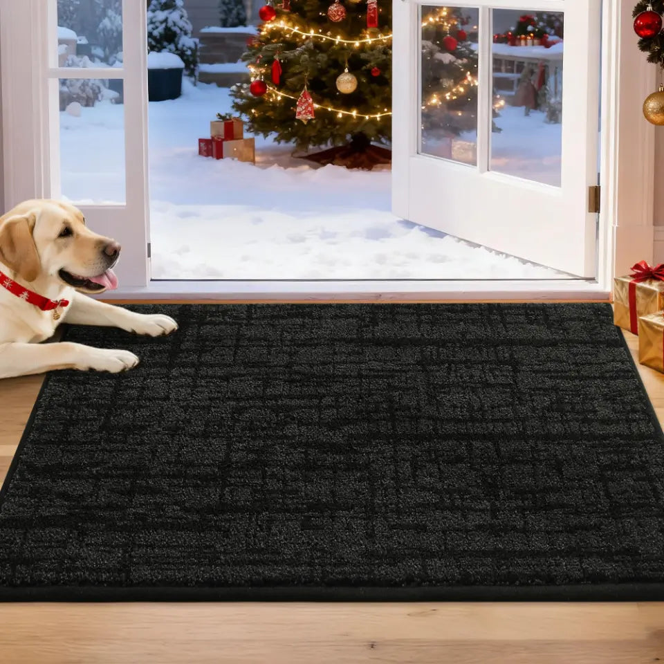 20x32 Black Abstract Carpet Front Door