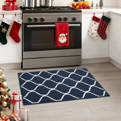 20x32 Blue Simple Trellis Kitchen Floor Mats
