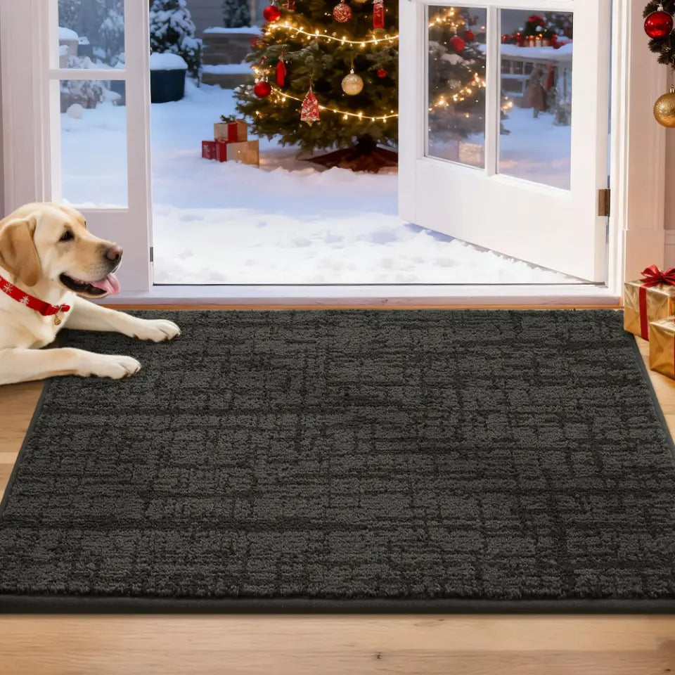 20x32 Dark Grey Abstract Carpet Front Door