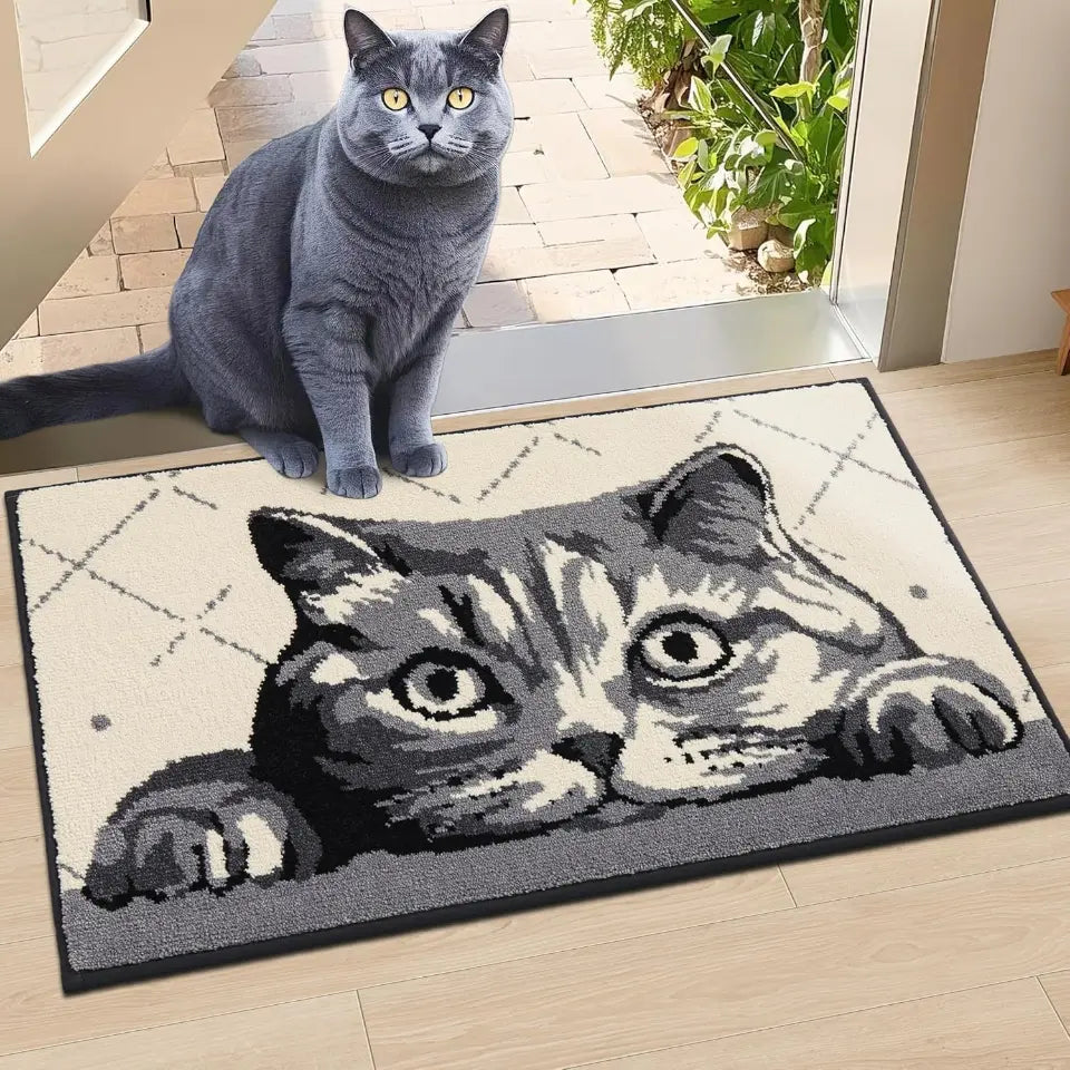 20x32 Grey Cat Welcome Mat