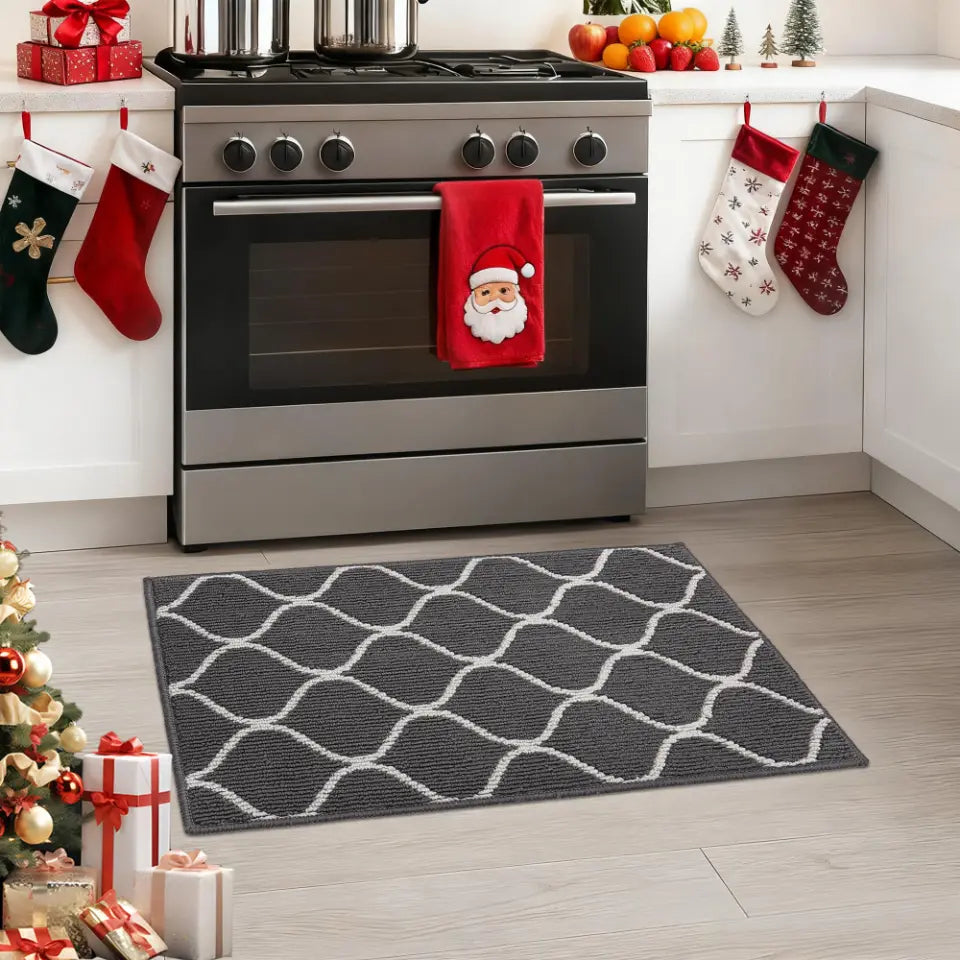 20x32 Grey Simple Trellis Kitchen Floor Mats