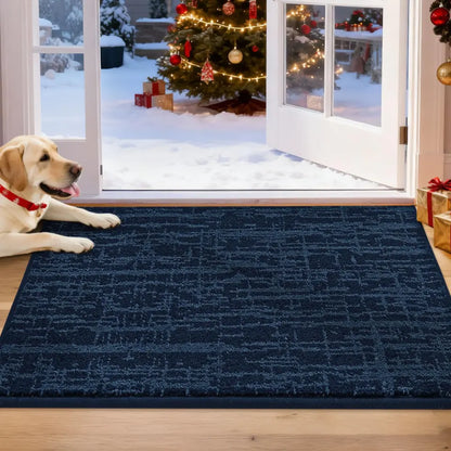 20x32 Navy Blue Abstract Carpet Front Door