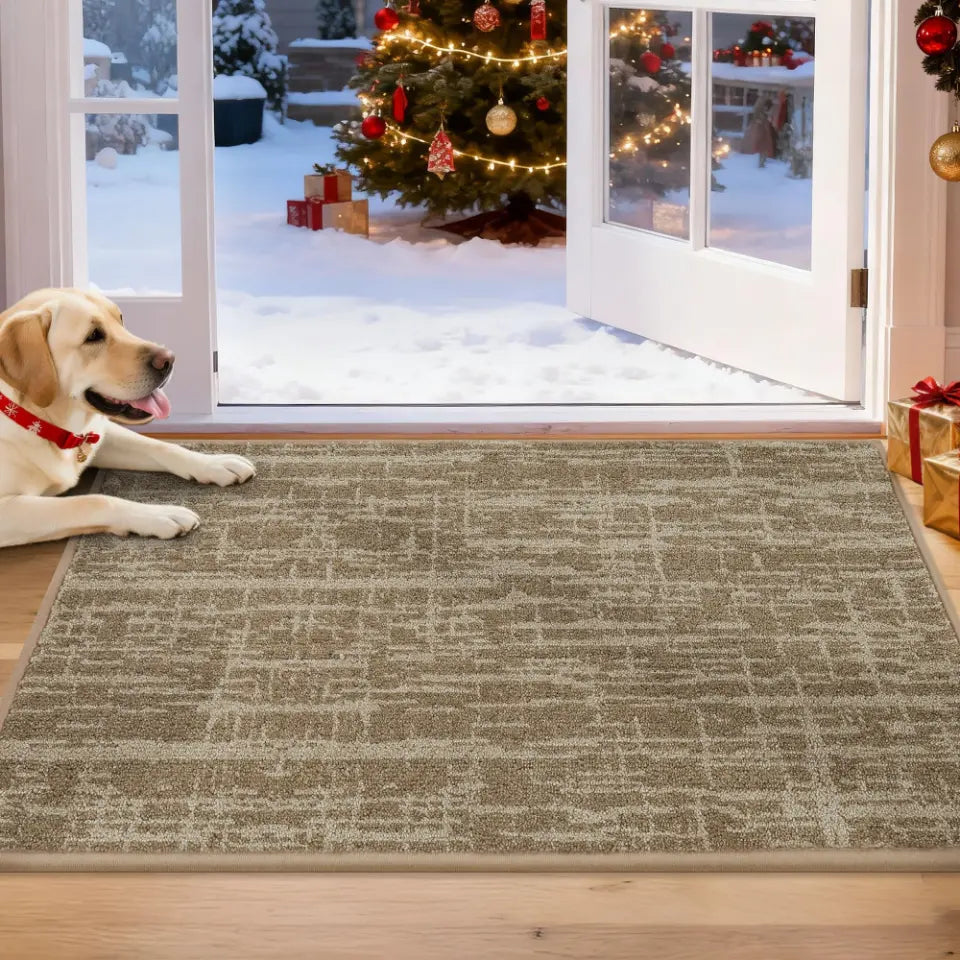 20x32 Taupe Abstract Carpet Front Door