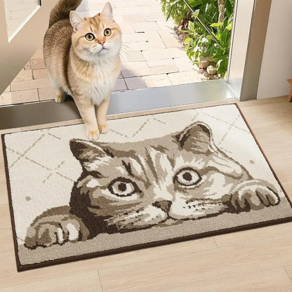 20x32 Taupe Cat Welcome Mat
