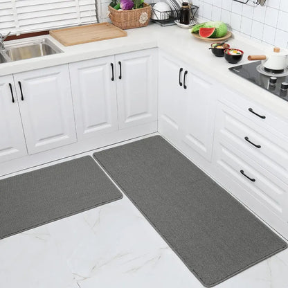 24x35 24x60 Grey Plain Kitchen Rugs Set