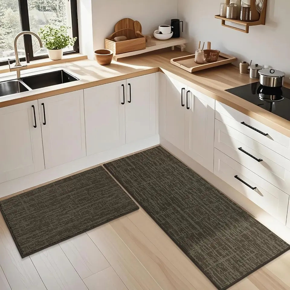 24x36 24x60 Brown Abstract Kitchen Rugs Set for Kitchen Corner Use