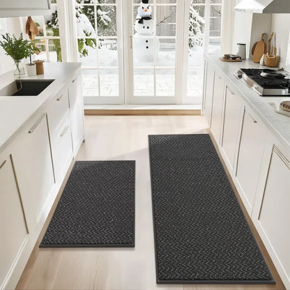 24x36 24x60 Dark Grey Chevron Kitchen Rugs