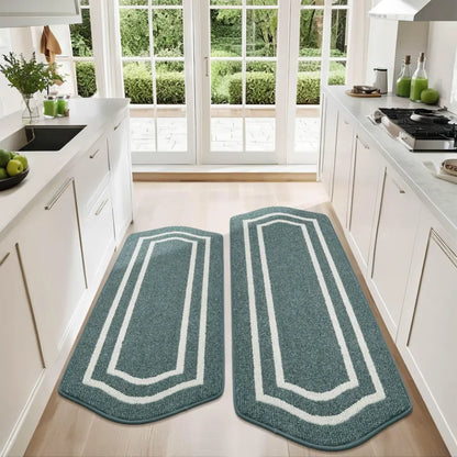 24x48 24x59 Lake Blue Long Oval Washable Kitchen Rugs