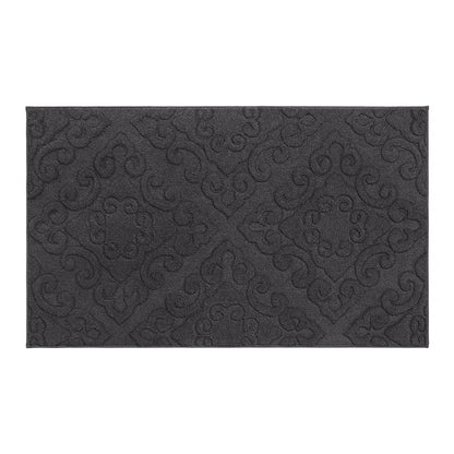 36x60 Dark Grey Elegant Floral Door Mats