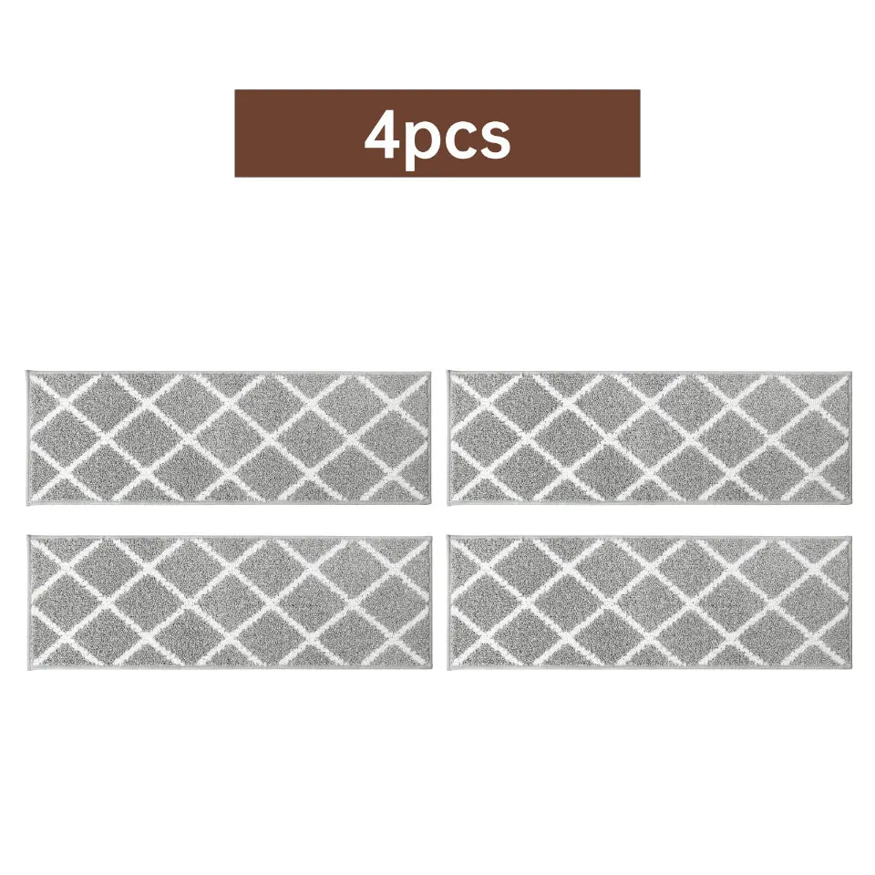 4pcs Set of Grey Diamond Trellis Stair Carpet