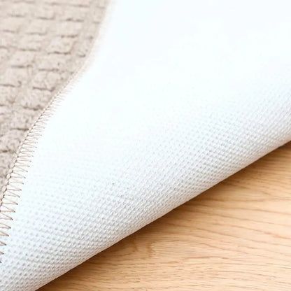 Backing of Beige D Shaped Small Kitchen Rugs