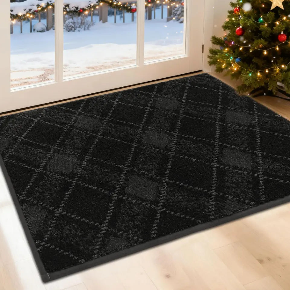 Black 24x36 Plaid Door Mats