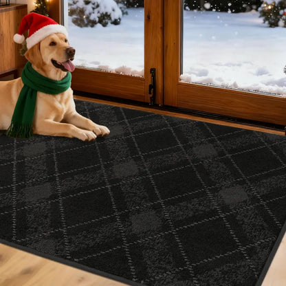 Black 32x48 Plaid Door Mats