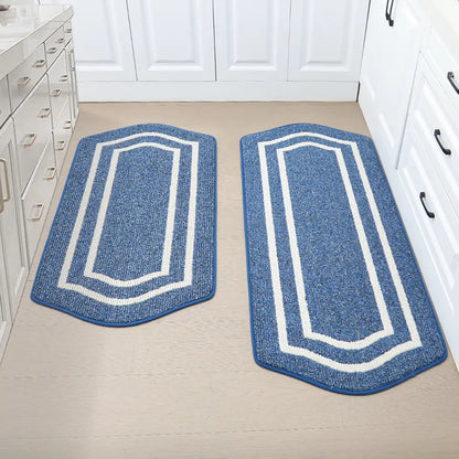 Brown Long Oval Washable Kitchen Rug Between Kitchen Cabinet