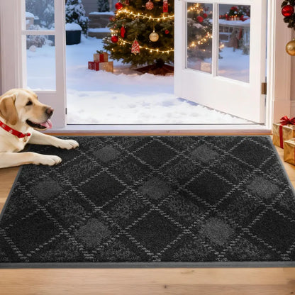 Dark Grey 20x32 Plaid Door Mats