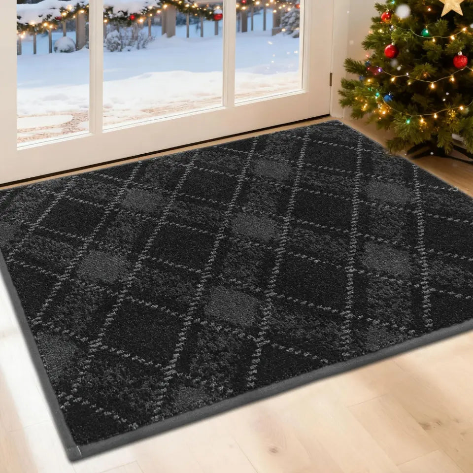 Dark Grey 24x36 Plaid Door Mats
