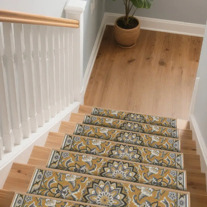 Floral Stair Treads on Staircase