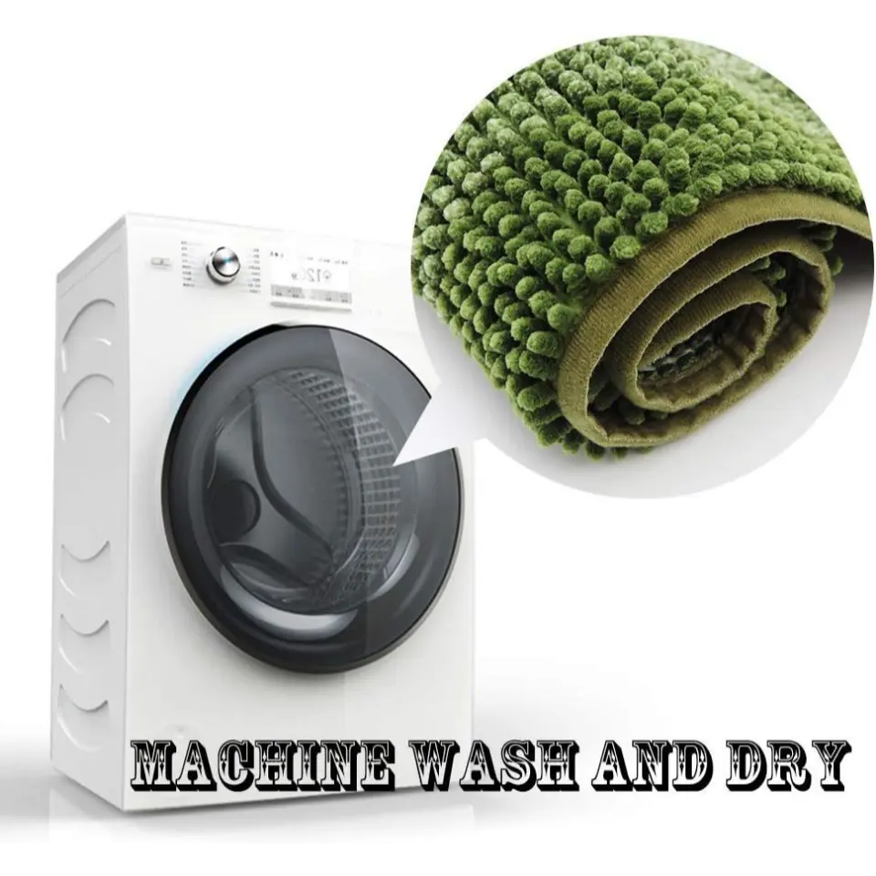 Machine Washable Green Gradient Stripe Bath Rug