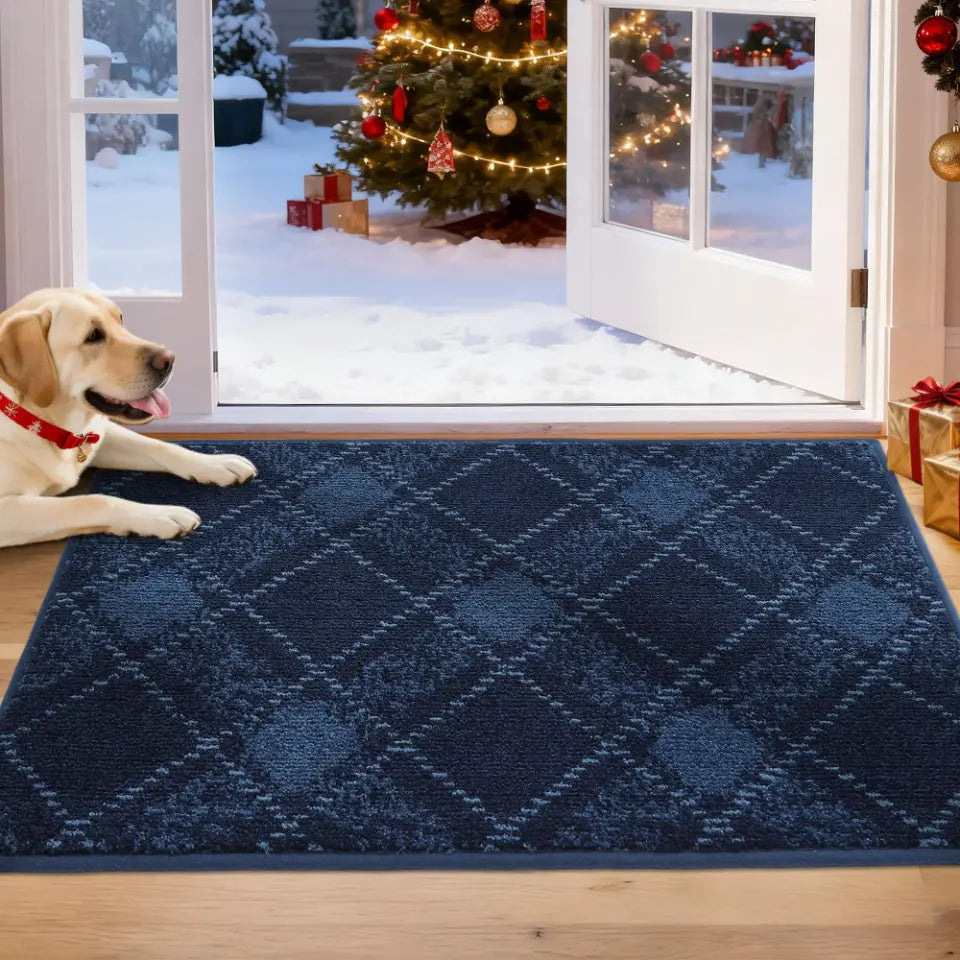 Navy Blue 20x32 Plaid Door Mats