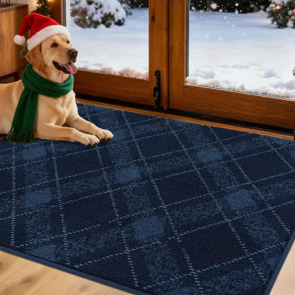 Navy Blue 32x48 Plaid Door Mats