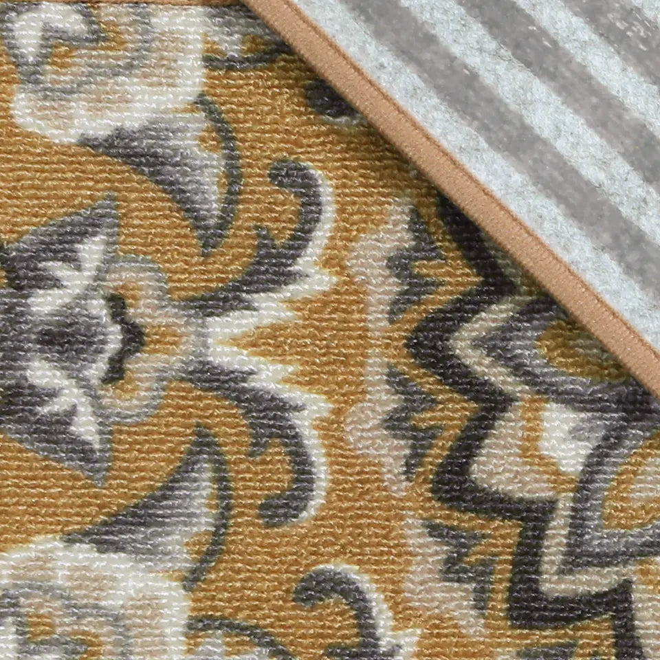 Non-Slip Backing of Brown Grey COSY HOMEER Floral Stair Treads