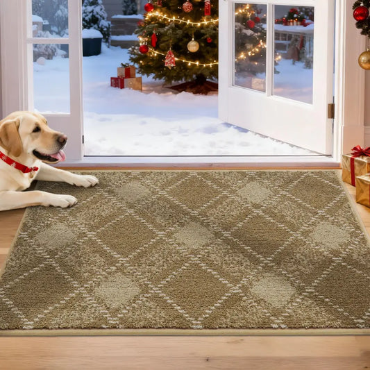 Taupe 20x32 Plaid Door Mats