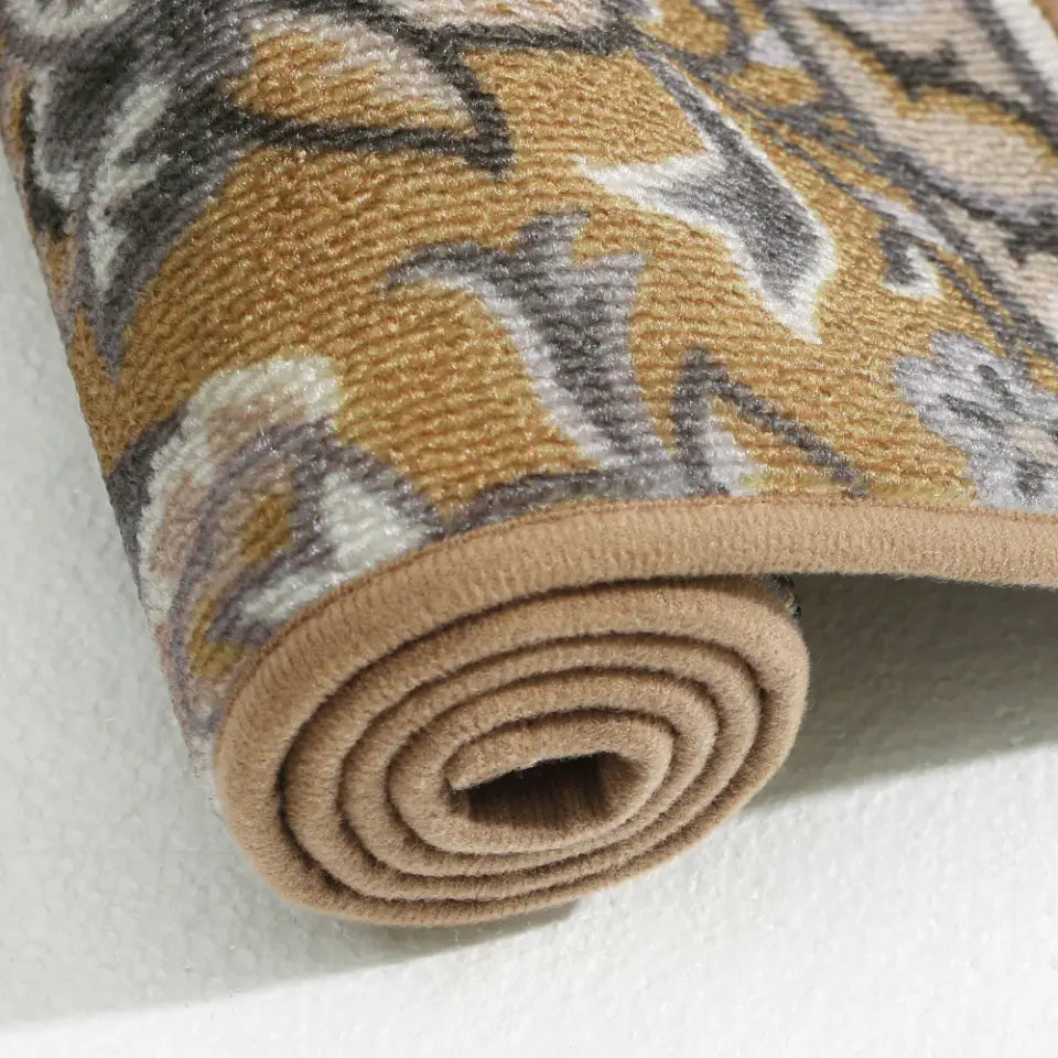 Texture Details of Brown and Grey Floral Stair Treads