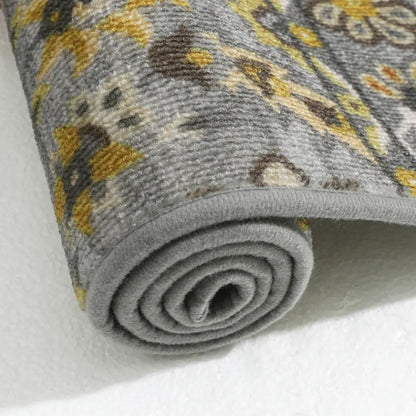 Texture Details of Grey and Yellow Floral Stair Treads