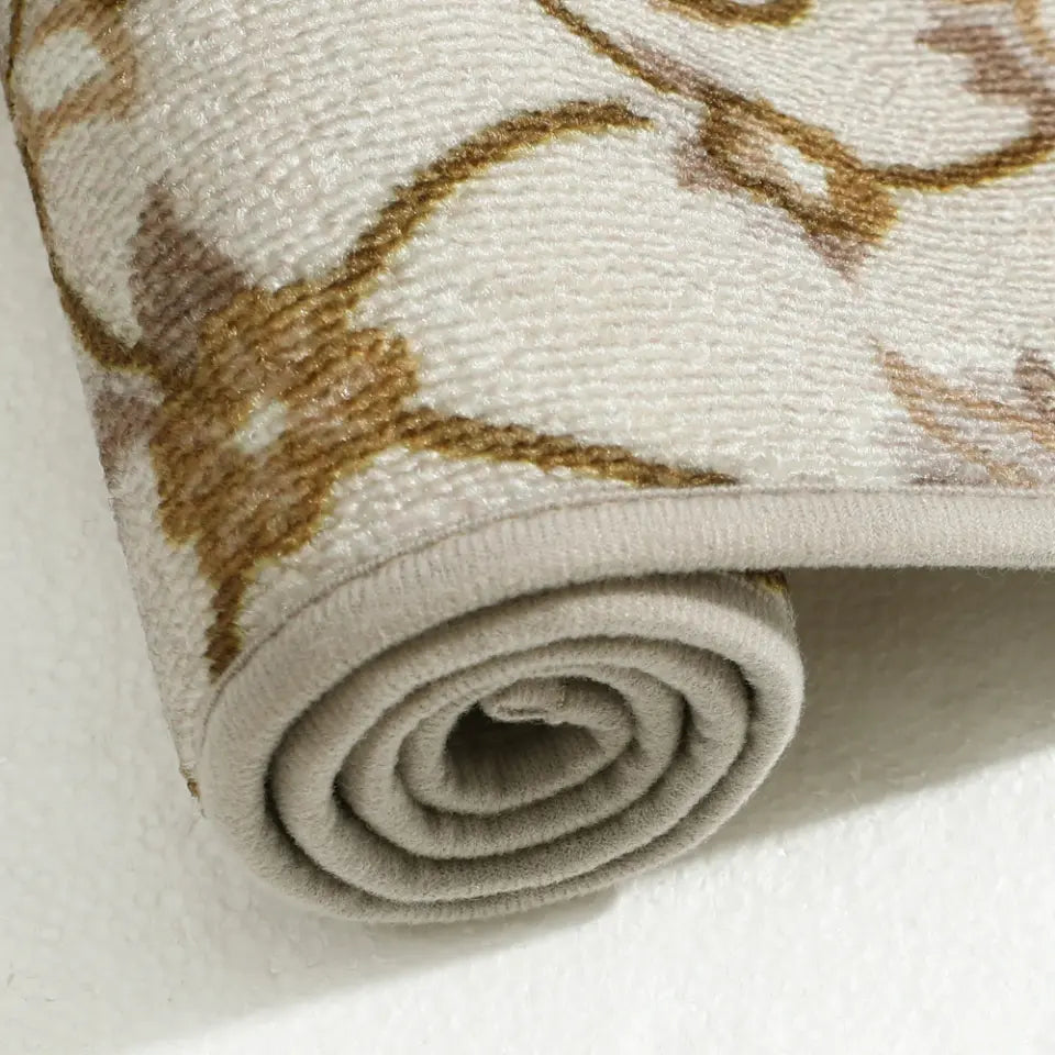 Texture Details of Taupe and Brown Floral Stair Treads